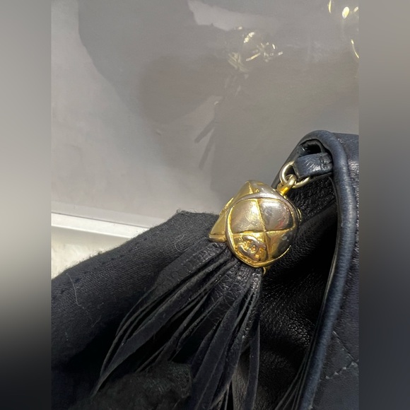 CHANEL-1551879 Black Lambskin Quilted Tassel Flap Shoulder Bag - Picture 10 of 12